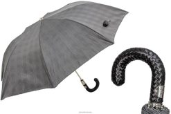 bărbați PASOTTI 64 milford-2 n37 - umbrelă pliabilă milford cu mâner din piele împletită 84BXH169