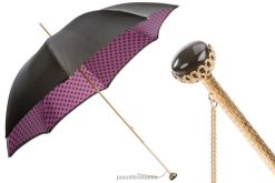 femei PASOTTI 189 55874-160 t9 - umbrelă neagră cu interior puncte violet, pânză dublă 84BXH466