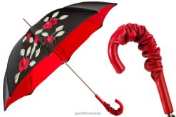 femei PASOTTI 343n plat-26 plat-34 a35 - umbrelă spaniolă cu aplicații de trandafiri roșii, pânză dublă 84BXH537