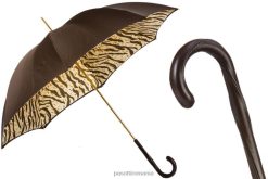 unisex PASOTTI 189 1409-61 z16 - umbrelă maro cu interior în dungi de tigru, pânză dublă 84BXH421