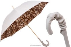 unisex PASOTTI 189 52417-11 a35 - umbrelă cu imprimeu leopard cu mâner din piele încrețită 84BXH430