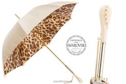 unisex PASOTTI 189 52417-11 z5 - umbrelă cu imprimeu leopard alb-crem, pânză dublă 84BXH424