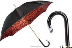 unisex PASOTTI 189 90115-2 g15 - umbrela rosu imprimeu leopard, panza dubla 84BXH408