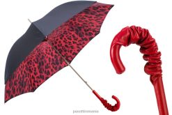 unisex PASOTTI 189n 52417-21 a35 - umbrelă roșie cu imprimeu leopard, pânză dublă 84BXH428